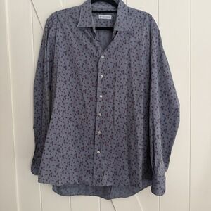 Etro Shirt Mens XL Paisley Woven Cotton Long Sleeve Point Collar Crisp Button-Up